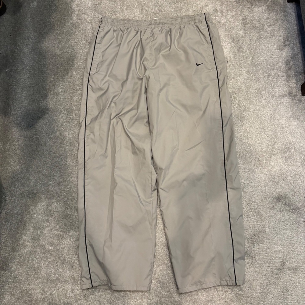 Nike Vintage XL Baggy Track Windbreaker Pants Gray Mesh Lined Swoosh